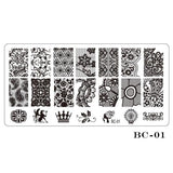 STZ 1pcs Nail Art Stamping Plate Template Lace Flower Leaf Butterfly Stencils Stamp for Nails Polish Mold Manicure Tools BC01-20