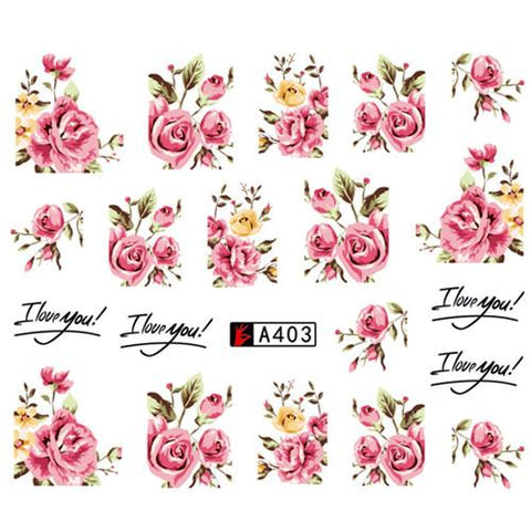 SWEET TREND 1Sheet Fashion Rose Flower Nail Art Water Transfer Stickers Decals Tip Decoration DIY for Nails Accessories LAA403