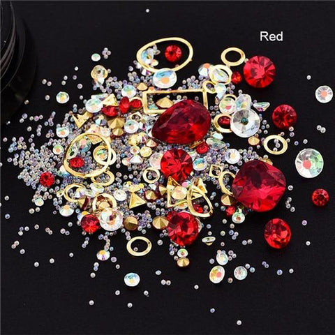 Sale 1Box 3D Rhinestones Diverse DIY Gems New Charming Mix Nail Art Decoration Rose Jewelry Gel Glitter Nail Art Decoration