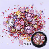 Sale 1Box 3D Rhinestones Diverse DIY Gems New Charming Mix Nail Art Decoration Rose Jewelry Gel Glitter Nail Art Decoration