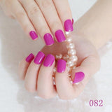 Shine Light Chocolate Color Brown 24 Pcs Sweet Candy Short Purple Red Artificial False Fake Nails Full Wrapped Tips