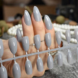 Shiny Nude Fashion Stiletto False Nails Sharp Curve Simply Fake Nails for daily wear On the Nail Tree 24pcs