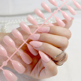 Shiny Nude Fashion Stiletto False Nails Sharp Curve Simply Fake Nails for daily wear On the Nail Tree 24pcs