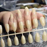 Shiny Nude Fashion Stiletto False Nails Sharp Curve Simply Fake Nails for daily wear On the Nail Tree 24pcs