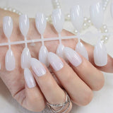 Shiny Nude Fashion Stiletto False Nails Sharp Curve Simply Fake Nails for daily wear On the Nail Tree 24pcs