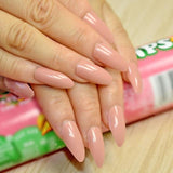 Shiny Nude Fashion Stiletto False Nails Sharp Curve Simply Fake Nails for daily wear On the Nail Tree 24pcs