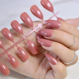 Shiny Nude Fashion Stiletto False Nails Sharp Curve Simply Fake Nails for daily wear On the Nail Tree 24pcs