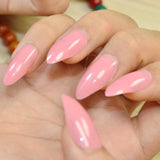 Shiny Nude Fashion Stiletto False Nails Sharp Curve Simply Fake Nails for daily wear On the Nail Tree 24pcs