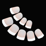 Short Acrylic French Nails Simply Shiny Beige White False Nail Tips Designed Nail Art Tips Daily Wear Lady Must