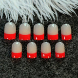 Short Acrylic French Nails Simply Shiny Beige White False Nail Tips Designed Nail Art Tips Daily Wear Lady Must