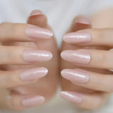 Short Acrylic French Nails Simply Shiny Beige White False Nail Tips Designed Nail Art Tips Daily Wear Lady Must