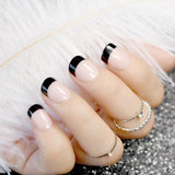 Short Acrylic French Nails Simply Shiny Beige White False Nail Tips Designed Nail Art Tips Daily Wear Lady Must