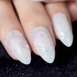 Short Acrylic French Nails Simply Shiny Beige White False Nail Tips Designed Nail Art Tips Daily Wear Lady Must