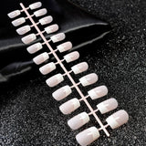 Short Acrylic French Nails Simply Shiny Beige White False Nail Tips Designed Nail Art Tips Daily Wear Lady Must