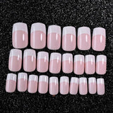 Short Acrylic French Nails Simply Shiny Beige White False Nail Tips Designed Nail Art Tips Daily Wear Lady Must