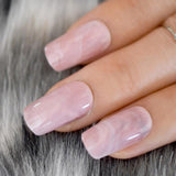 Short Acrylic French Nails Simply Shiny Beige White False Nail Tips Designed Nail Art Tips Daily Wear Lady Must