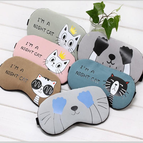 Sleeping Eye Mask Cartoon Cat Soft Padded Sleep Travel Shade Cover Rest Relax Sleeping Blindfold