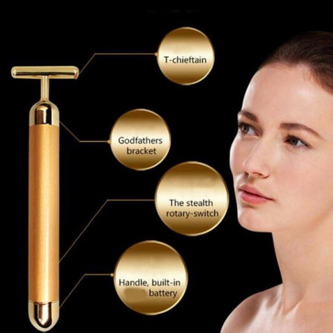 Slimming Face Gold Vibration Facial Beauty Roller Massager Stick Lift Skin Tightening Wrinkle Stick Bar Face Skin Care Tool