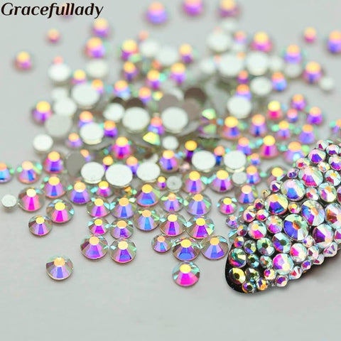 Super Glitter Crystal AB Rhinestones Flat Back Glass Chameleon Nail Rhinestones For Charms 3D Nails Art Decorations Strass