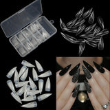 TKGOES 100Pcs/box Nail Art Natural Half Cover Oval Sharp End Stiletto Long False Fake Nails Tips Manicure Artificial Nails Salon