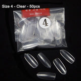 TKGOES 50 Pcs / 500 PCS Acrylic Oval Nail Tips False Nails Fullwell Clear Full Cover Fake Nail Art Tips French Nail Tips NEW #39