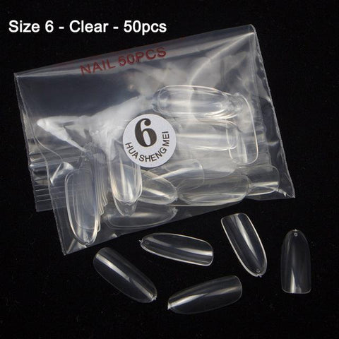 TKGOES 50 Pcs / 500 PCS Acrylic Oval Nail Tips False Nails Fullwell Clear Full Cover Fake Nail Art Tips French Nail Tips NEW #39