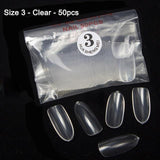 TKGOES 50 Pcs / 500 PCS Acrylic Oval Nail Tips False Nails Fullwell Clear Full Cover Fake Nail Art Tips French Nail Tips NEW #39