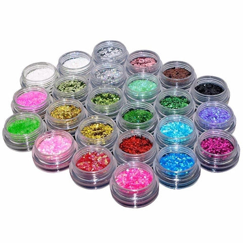 "TOPBeauty 24Pcs Loose Glitter Eyeshadow Face Body Painting Paint Craft Nail Art,Makeup Phone Nail Art Pigment Glitter Powder"