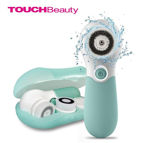 "TOUCHBeauty Waterproof Facial Brush Deep Cleansing Set with 3 Different Spin Brush Head,two speed face cleansing device TB-14838"