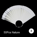 Transparent/Natural Fan Board Display Nail Art Tips False Round Hoop Stick Practice for Polish Gel Showing Tools NC200