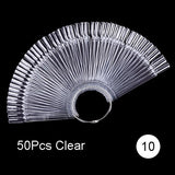 Transparent/Natural Fan Board Display Nail Art Tips False Round Hoop Stick Practice for Polish Gel Showing Tools NC200