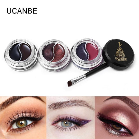 UCANBE Brand Double Color Eyeliner Cream Gel With Makeup Brush Shimmer Matte Waterproof Pigment Duo Eyes Liner Cosmetic Nude Eye