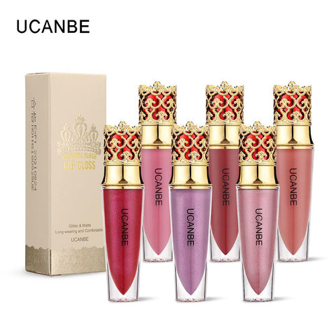 UCANBE Brand Metallic Velvet Liquid Lipstick Makeup 6 Colors Shimmer Matte Creamy Pigment Lip Stick Gloss Long Lasting Cosmetics