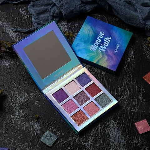 UCANBE Brand Shimmer Matte Eyeshadow Makeup Palette 9 Colors Holographic Nude Glow Pigment Eye Shadow Long Lasting Cosmetic Set