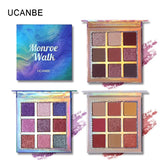 UCANBE Brand Shimmer Matte Eyeshadow Makeup Palette 9 Colors Holographic Nude Glow Pigment Eye Shadow Long Lasting Cosmetic Set