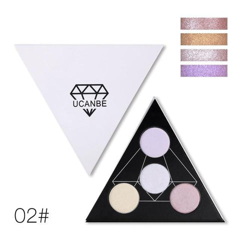 UCANBE Brand Triangle Glitter Eyeshadow Palette Holographic Shade Eye Lip Face Makeup Shimmer Shine Powder Nude Eye Shadow