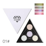UCANBE Brand Triangle Glitter Eyeshadow Palette Holographic Shade Eye Lip Face Makeup Shimmer Shine Powder Nude Eye Shadow