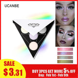 UCANBE Brand Triangle Glitter Eyeshadow Palette Holographic Shade Eye Lip Face Makeup Shimmer Shine Powder Nude Eye Shadow