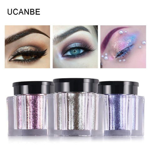 UCANBE Glitter Eye Shadow 8 Colors Loose Powder Pigments Diamond Shine Eyeshadow Waterproof Makeup Metallic Crystal Nude Powder