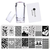 UR SUGAR 3Pcs Nail Stamping Plate Set Clear Jelly Silicone Stamper with Scraper Nail Art Stamp Image Plate Stamping Polish Tool