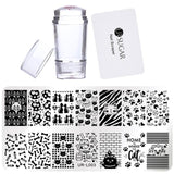 UR SUGAR 3Pcs Nail Stamping Plate Set Clear Jelly Silicone Stamper with Scraper Nail Art Stamp Image Plate Stamping Polish Tool