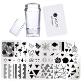 UR SUGAR 3Pcs Nail Stamping Plate Set Clear Jelly Silicone Stamper with Scraper Nail Art Stamp Image Plate Stamping Polish Tool