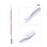 UR SUGAR Rose Gold Stainless Steel Cuticle Remover Dual-ended Finger Dead Skin Push Nail Cuticle Pusher Manicure Nail Care Tool