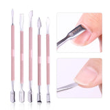 UR SUGAR Rose Gold Stainless Steel Cuticle Remover Dual-ended Finger Dead Skin Push Nail Cuticle Pusher Manicure Nail Care Tool