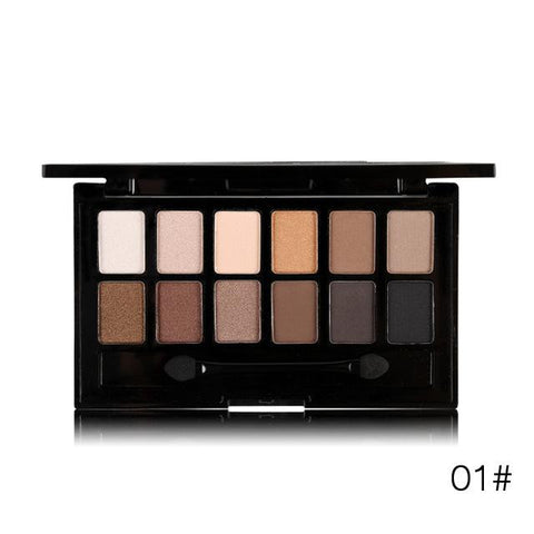 Ucanbe 12 Colors Pro Nude Earth Color Makeup Eyeshadow Palette with Brush Smoky Eye Shadow Shimmer Matte Mineral Waterproof Kits