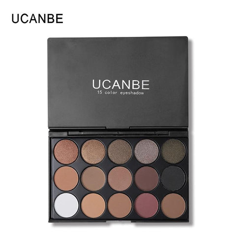 Ucanbe Full 15 Color Matte Pigment Eyeshadow Palette Makeup Set Shimmer Nude Eye Shadow Earth Color Smoky Eyes Glitter Cosmetics