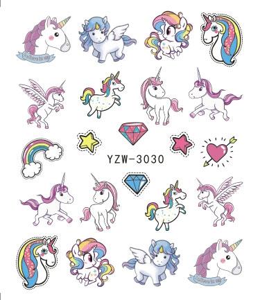 Unicorn Nail Water Sticker Mermaid Rainbow Cartoon Design Slider Nail Art Decal Beauty Foils Decoration