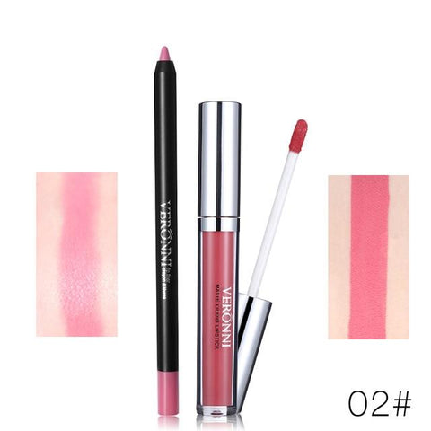 VERONNI Brand 13 Colors Lipgloss Lipliner Makeup Sets Batom Nude Velvet Pigment Lip Gloss Liner Sticks Waterproof Cosmetics Kit