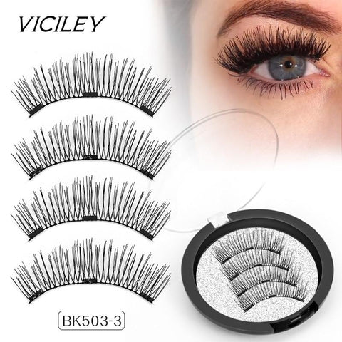 VICILEY Magnetic Eyelashes 3D definition false Lashes with 3 magnets Handmade Cilios Posticos wholesale Eyelash Extensions BK503