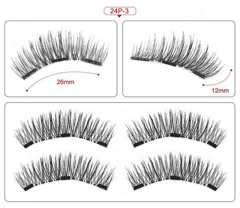 VICILEY Magnetic Eyelashes with 3 magnets natural HandMade Full Strip false Lashes cilios with applicator maquiagem 24P-Z-3-T